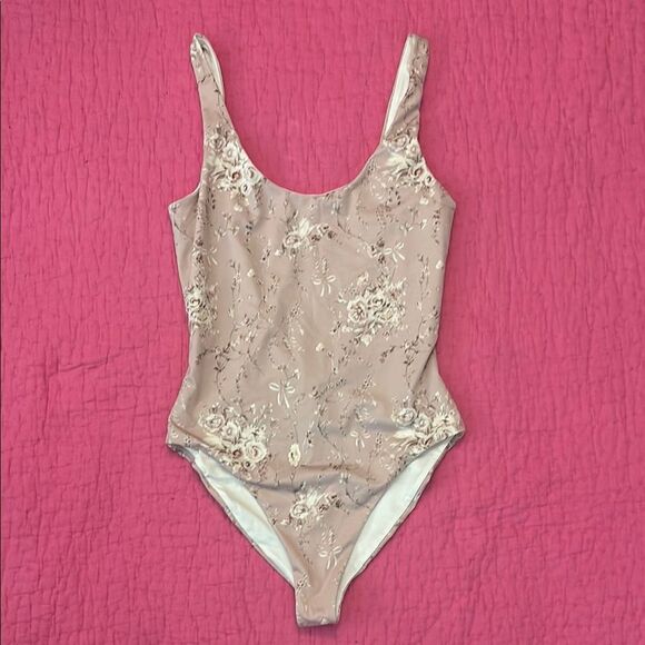 LoveShackFancy Pink and White floral print Swimsuit, XS - Picture 1 of 6